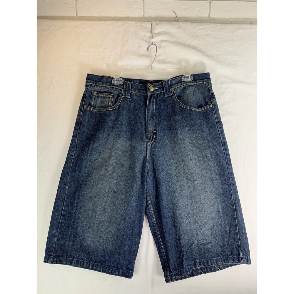 Old Skool Urban Royale Shorts Mens 36 Blue Denim Embroidered Jean Baggy Hip Hop